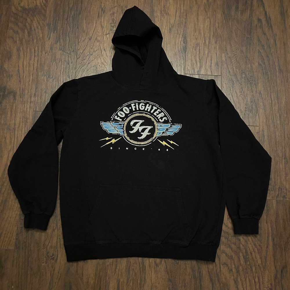 Foo Fighters Black Pullover Hoodie Sweatshirt Arched Star Logo Size Large